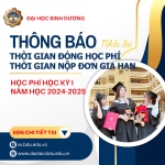 THÔNG BÁO NHẮC LẠI THỜI GIAN NỘP HỌC PHÍ VÀ THỜI GIAN NỘP ĐƠN XIN GIA HẠN HỌC PHÍ HỌC KỲ 1 NĂM HỌC 2024-2025