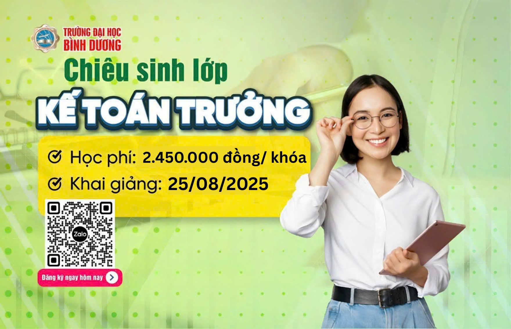 THÔNG BÁO CHIÊU SINH LỚP KẾ TOÁN TRƯỞNG KHÓA MỚI