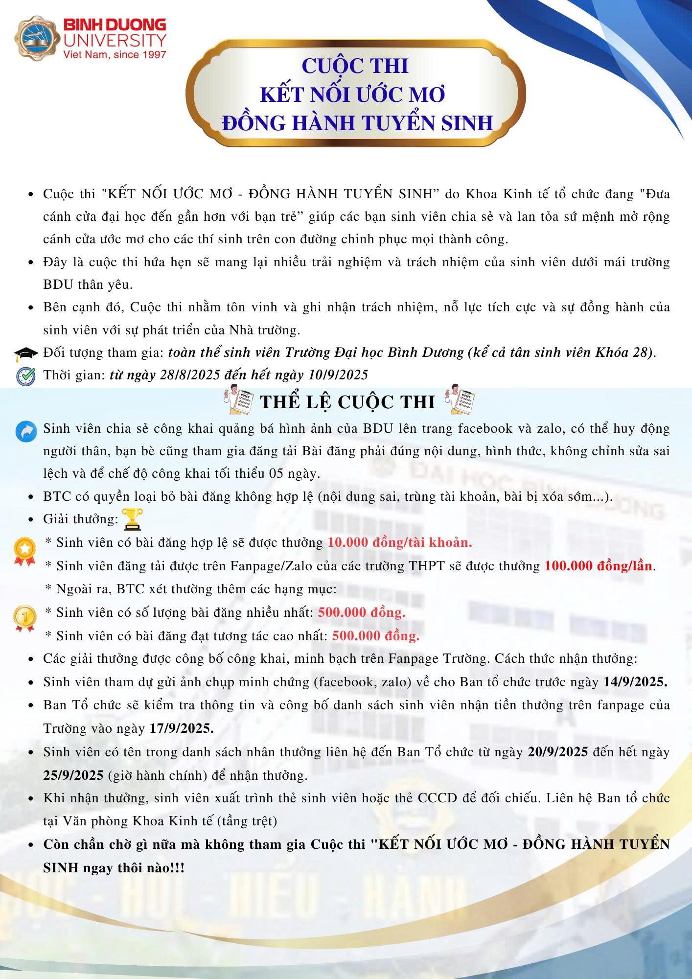 CUỘC THI “KẾT NỐI ƯỚC MƠ – ĐỒNG HÀNH TUYỂN SINH”