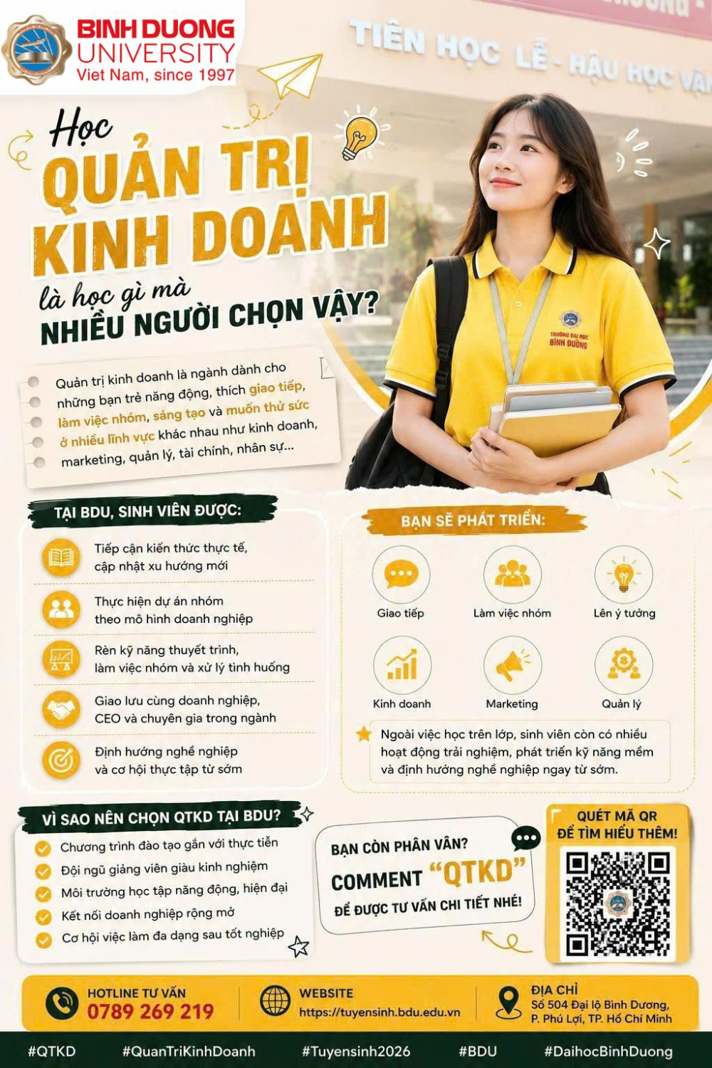 TẠI SAO NHIỀU NGƯỜI CHỌN HỌC QUẢN TRỊ KINH DOANH TẠI BDU VẬY?