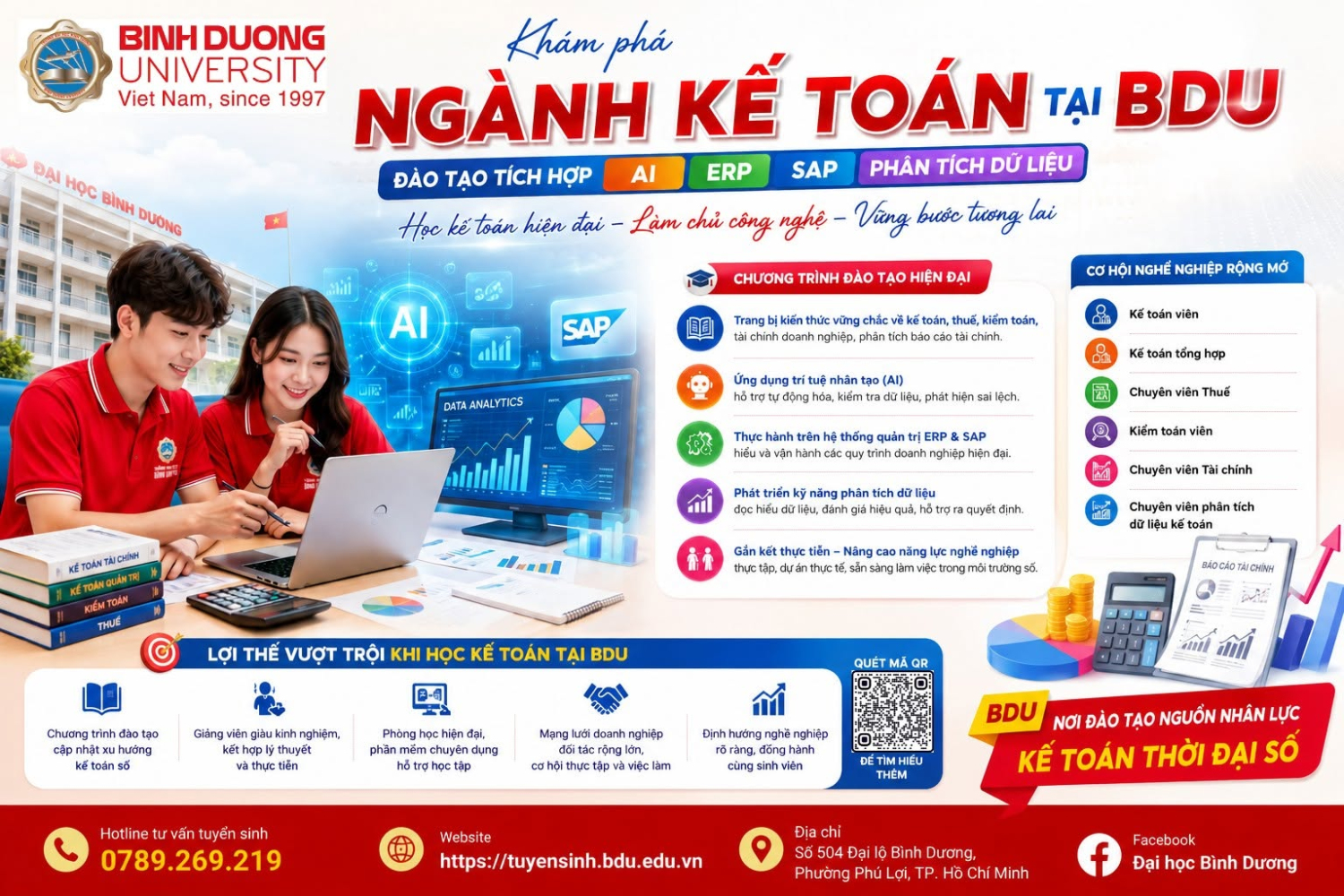 KHÁM PHÁ NGÀNH KẾ TOÁN TẠI ĐẠI HỌC BÌNH DƯƠNG: CHƯƠNG TRÌNH ĐÀO TẠO TÍCH HỢP AI, ERP, SAP VÀ PHÂN TÍCH DỮ LIỆU
