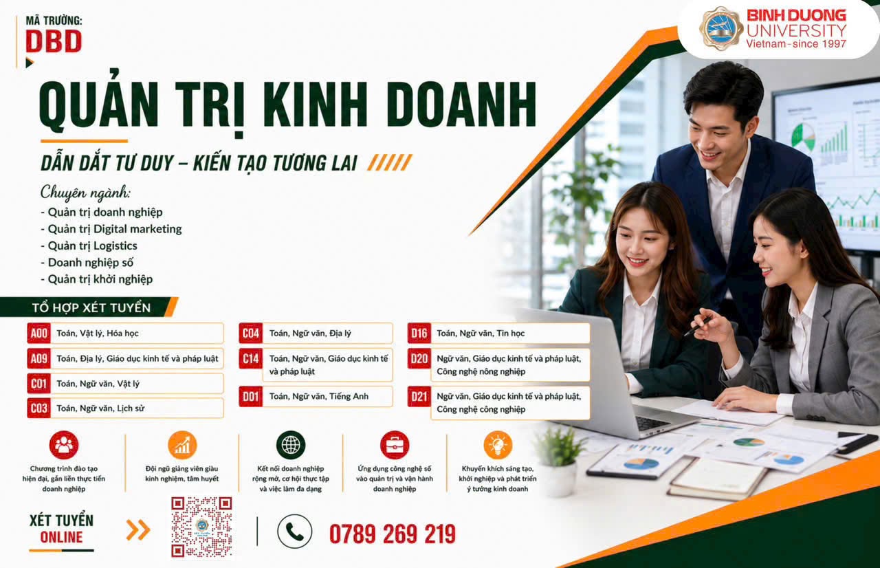 [XÉT TUYỂN 2026] QUẢN TRỊ KINH DOANH BDU: DẪN DẮT TƯ DUY – KIẾN TẠO TƯƠNG LAI! 